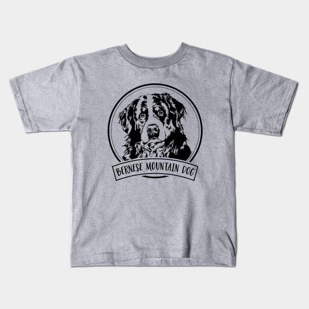 Bernese Mountain Dog lover dog portrait Kids T-Shirt by wilsigns